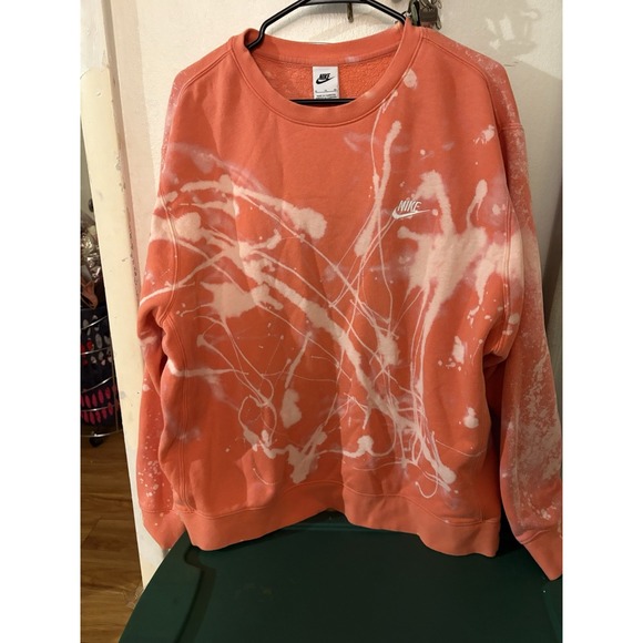 Nike Other - Nike Custom Bleached Sweatshirt Size XL Orange Splatter Tie Dye Crew